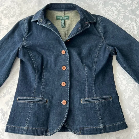 Lauren Ralph Lauren size 6 Peplum Denim Jacket - Picture 12 of 16
